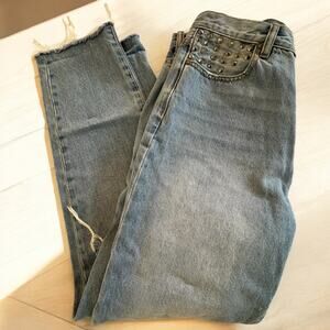 NEON BLONDE Studded Jeans Raw Hem Size 28
